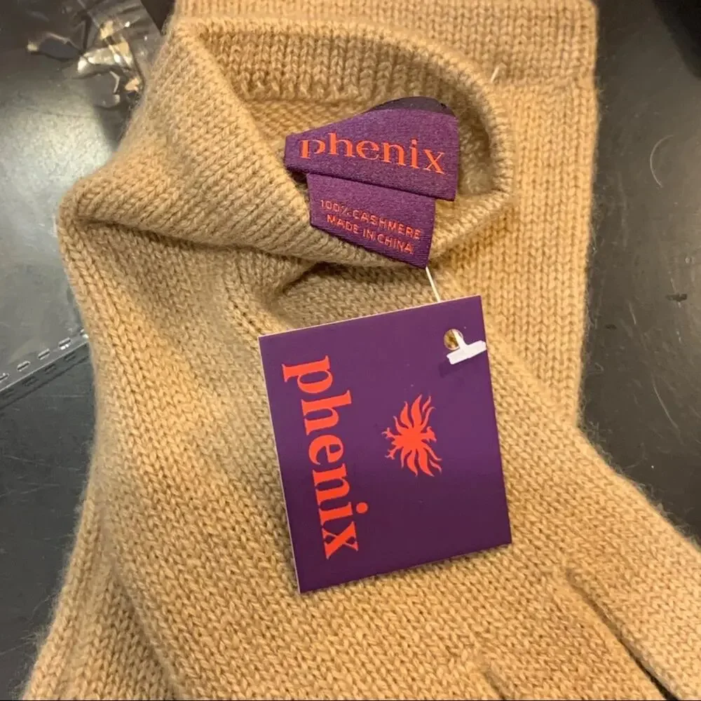 Cashmere Tech Gloves Phenix Tec 100% Cashmere Camel Colror One Size NWT